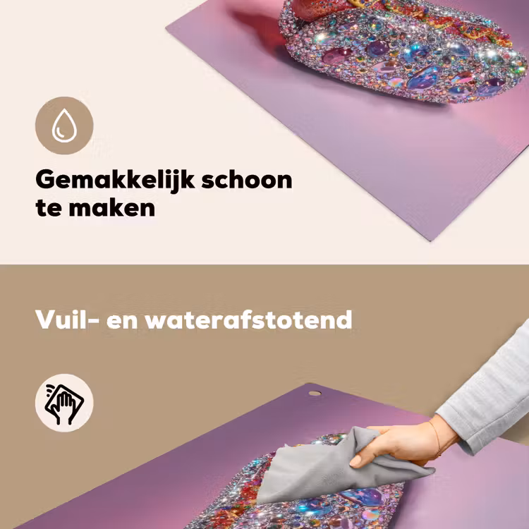 Hotdog - Steentjes - Glitters - Paars Inductie beschemer met haakjes middel -ky-schoon-nl
