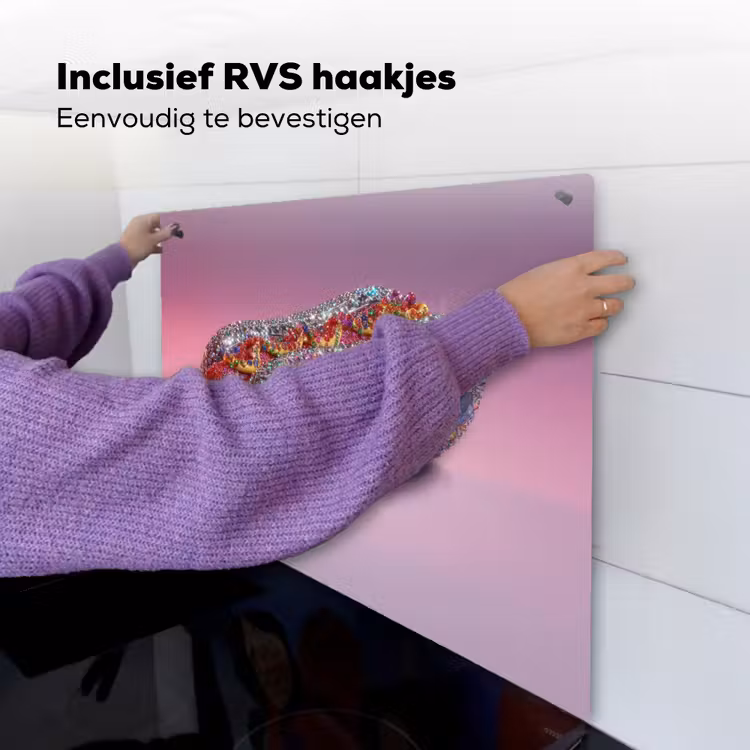 Hotdog - Steentjes - Glitters - Paars Inductie beschemer met haakjes middel -ky-ophangen-nl