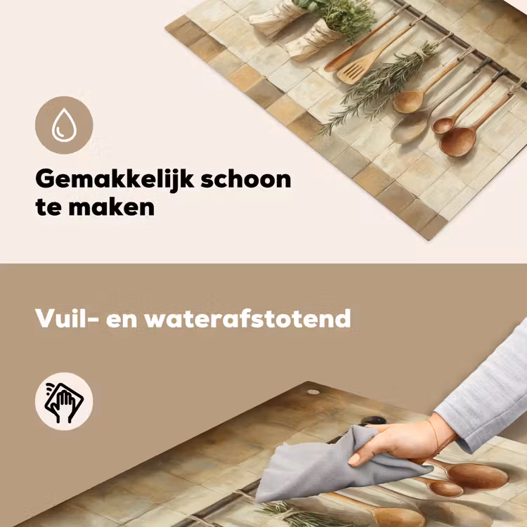 Hout - Keukengerei - Stilleven - Tegels Inductie beschemer met haakjes klein -ky-schoon-nl
