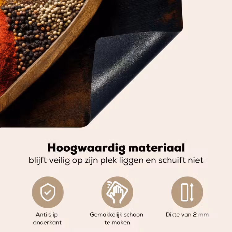 Houten - Hart - Kleurrijke - Specerijen Inductie beschemer met haakjes klein -ky-onderkant-nl