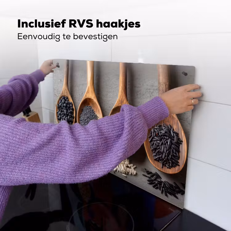 Houten - Lepels - Rijst - Zaden Inductie beschemer met haakjes klein -ky-ophangen-nl