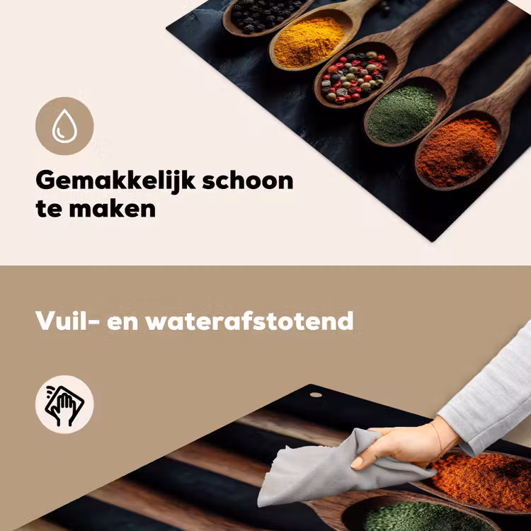 Houten - Lepels - Specerijen - Kruiden Inductie beschemer met haakjes klein -ky-schoon-nl