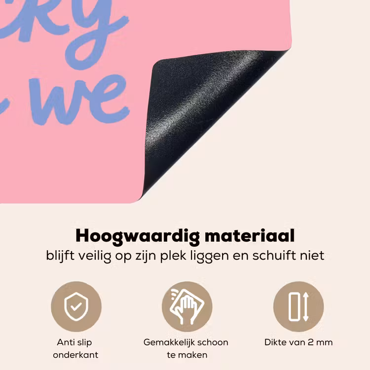 How lucky are we - Klavervier - Roze - Blauw Inductie beschemer met haakjes klein -ky-onderkant-nl