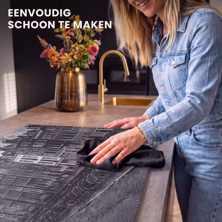 Huis - Gracht - Amsterdam - Architectuur - Zwart-wit Inductie beschemer met haakjes klein -ky-schoon-nl