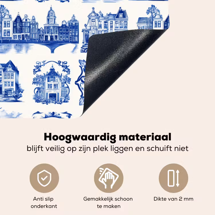 Huizen - Schepen - Blauw Inductie beschemer met haakjes klein 777 -ky-onderkant-nl