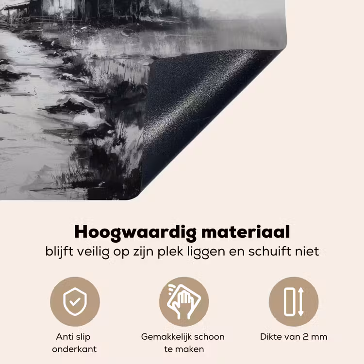 Hut - Grijs - Bergen - Mistig Inductie beschemer met haakjes middel -ky-onderkant-nl