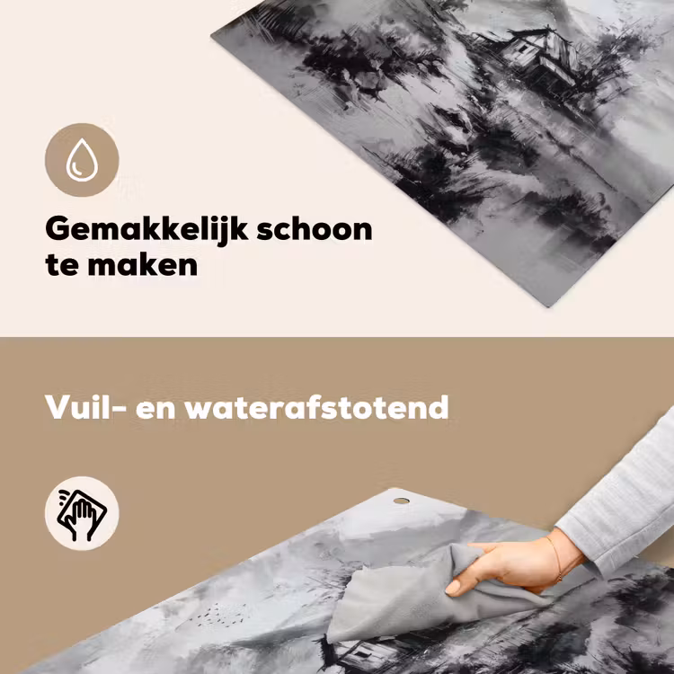Hut - Grijs - Bergen - Mistig Inductie beschemer met haakjes middel -ky-schoon-nl
