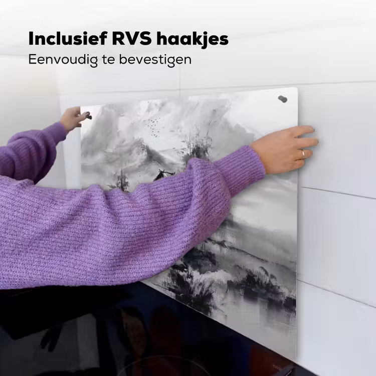Hut - Grijs - Bergen - Mistig Inductie beschemer met haakjes middel -ky-ophangen-nl