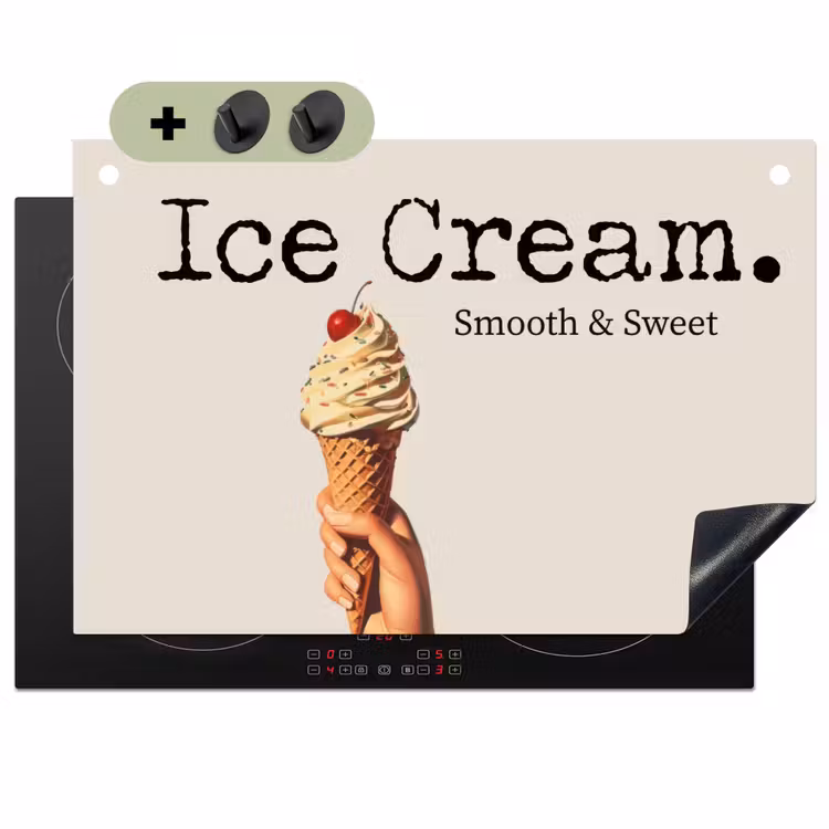 Ice cream - Softijs - Kleurrijk - Kers Inductie beschemer met haakjes klein -3d