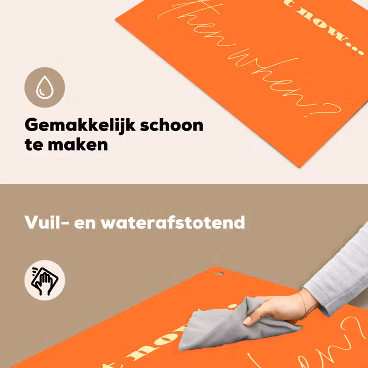If not now then when - Oranje - Geel - Levendig Inductie beschemer met haakjes klein -ky-schoon-nl