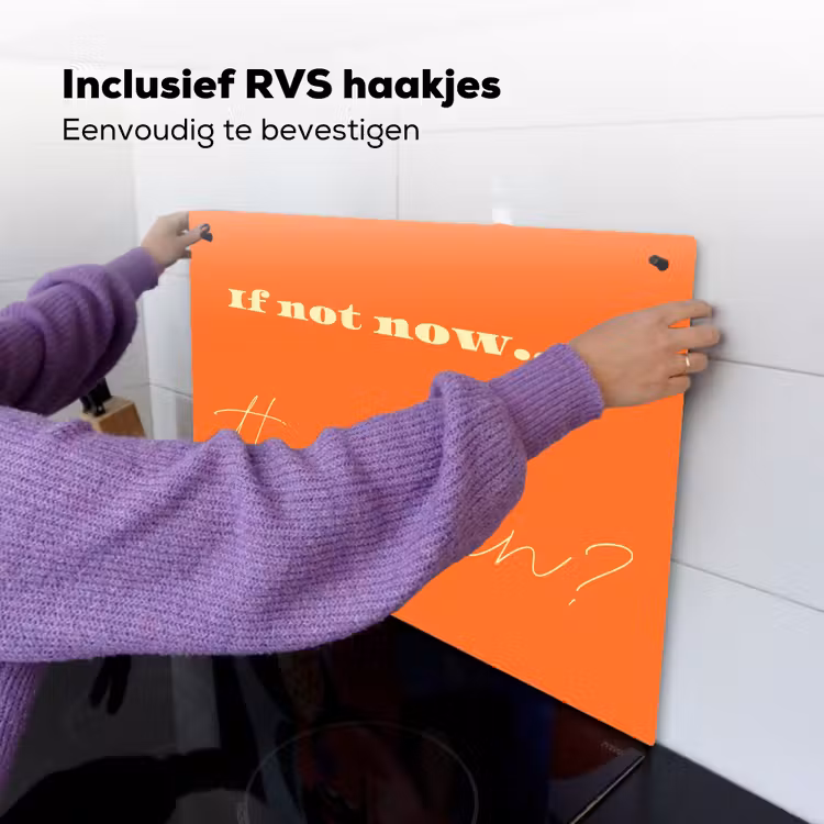 If not now then when - Oranje - Geel - Levendig Inductie beschemer met haakjes klein -ky-ophangen-nl