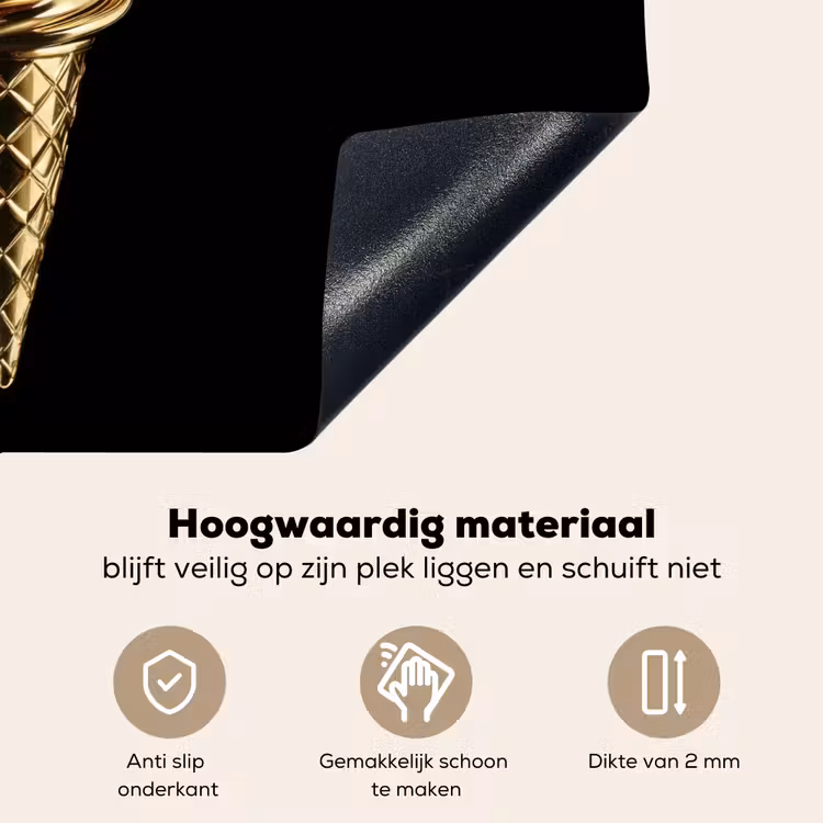 Ijs - Goud - Zwart - Eten Inductie beschemer met haakjes klein -ky-onderkant-nl