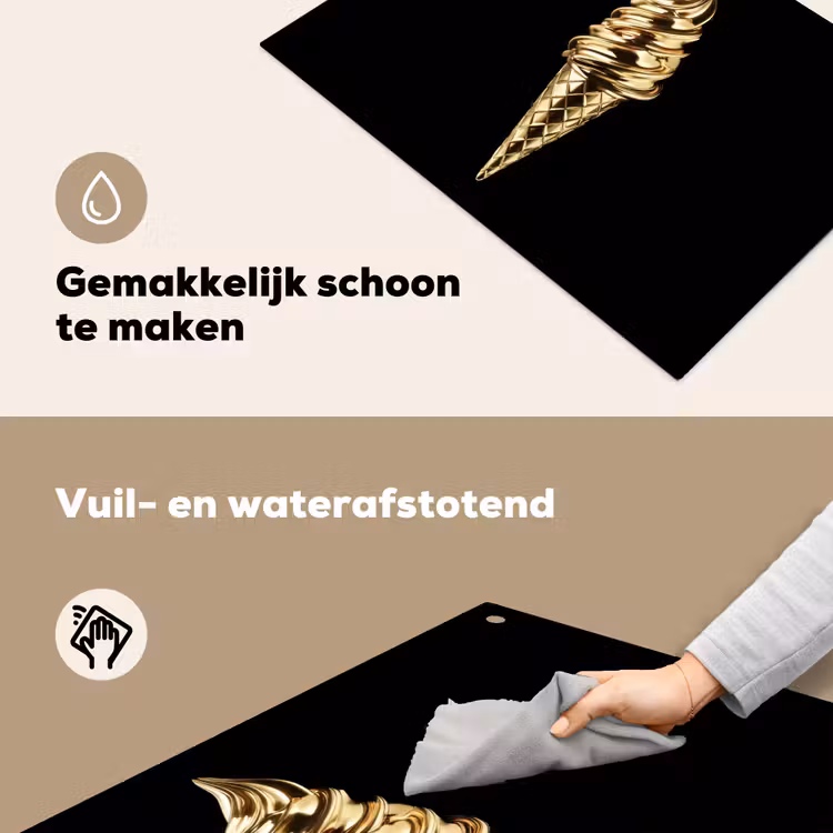 Ijs - Goud - Zwart - Eten Inductie beschemer met haakjes klein -ky-schoon-nl