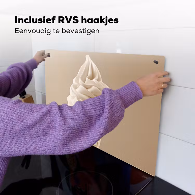 IJs - Softijs - Romig - Hoorntje - Beige Inductie beschemer met haakjes klein -ky-ophangen-nl