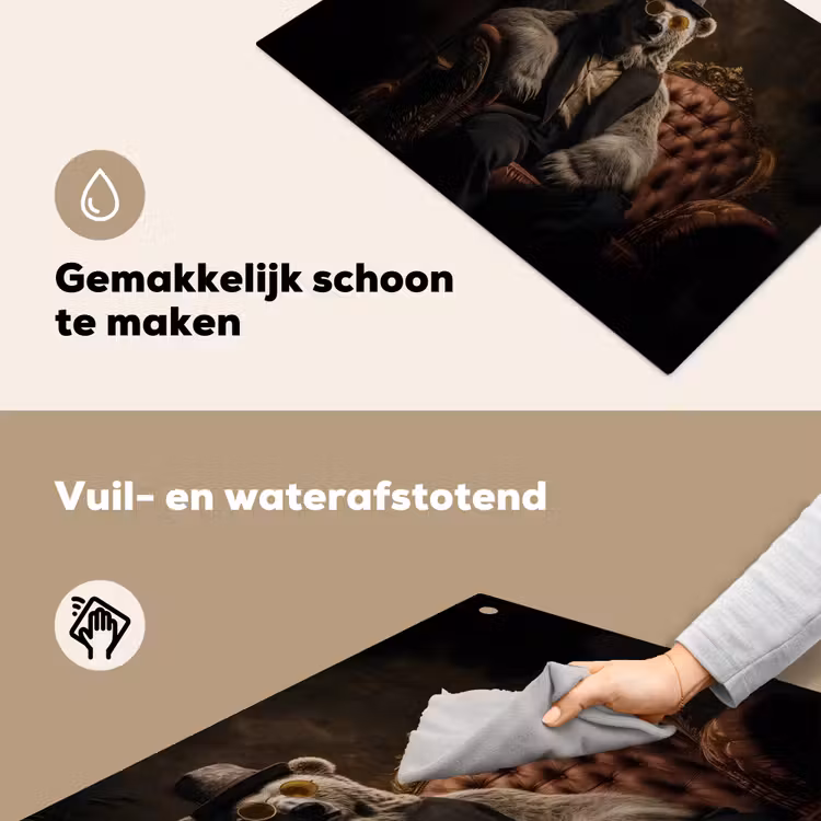 Ijsbeer - Hoed - Bril - Stoel Inductie beschemer met haakjes klein -ky-schoon-nl