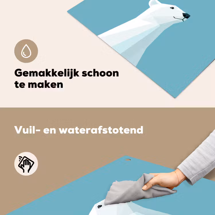 Ijsbeer - Lichtblauw - Minimalistisch Inductie beschemer met haakjes middel -ky-schoon-nl