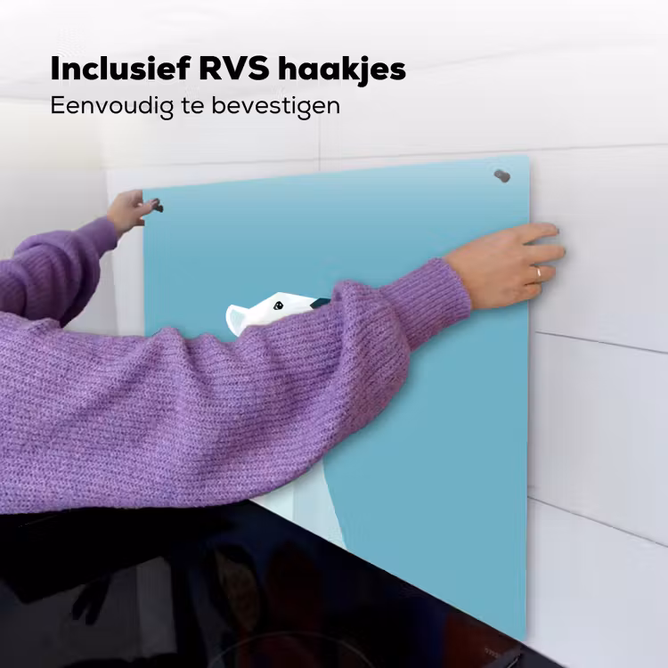 Ijsbeer - Lichtblauw - Minimalistisch Inductie beschemer met haakjes middel -ky-ophangen-nl