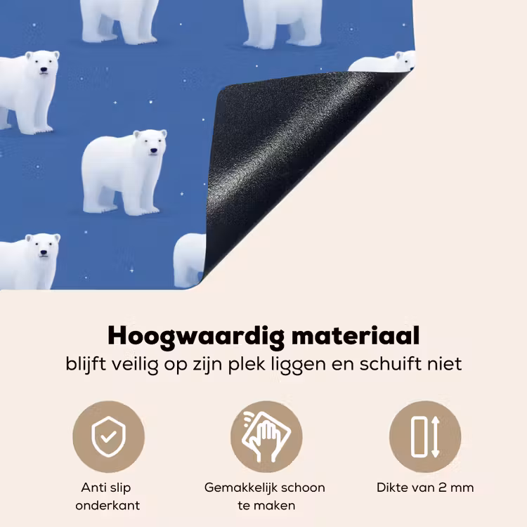 IJsbeer - Patroon - Blauw Inductie beschemer met haakjes klein 777 -ky-onderkant-nl