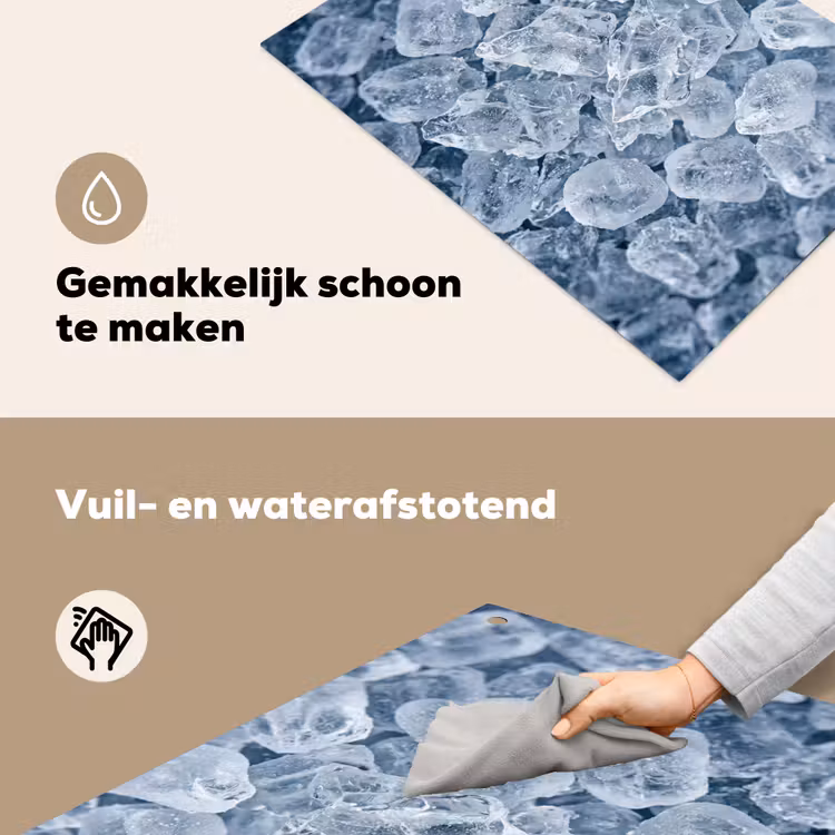 Ijsblokjes - Water - Blauw Inductie beschemer met haakjes klein -ky-schoon-nl