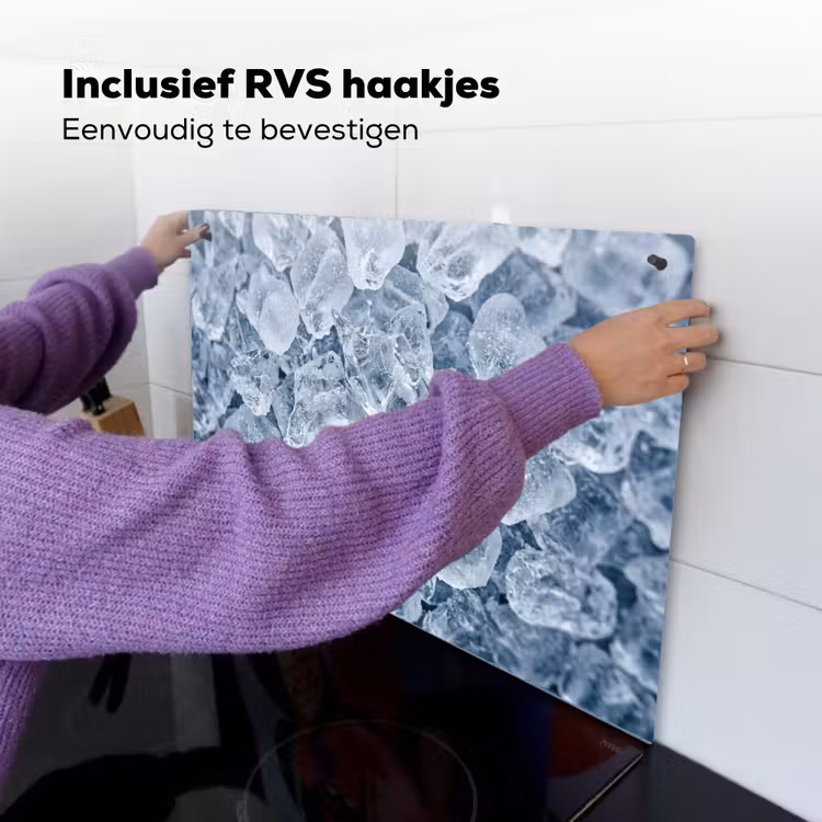Ijsblokjes - Water - Blauw Inductie beschemer met haakjes klein -ky-ophangen-nl
