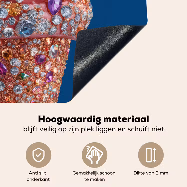 Ijsje - Hoorntje - Steentjes - Blauw Inductie beschemer met haakjes middel -ky-onderkant-nl