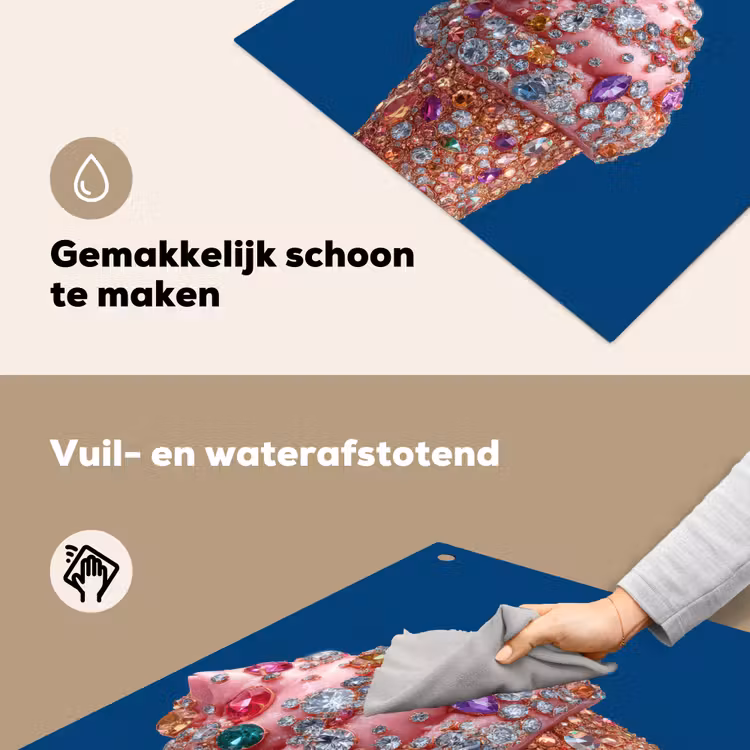 Ijsje - Hoorntje - Steentjes - Blauw Inductie beschemer met haakjes middel -ky-schoon-nl