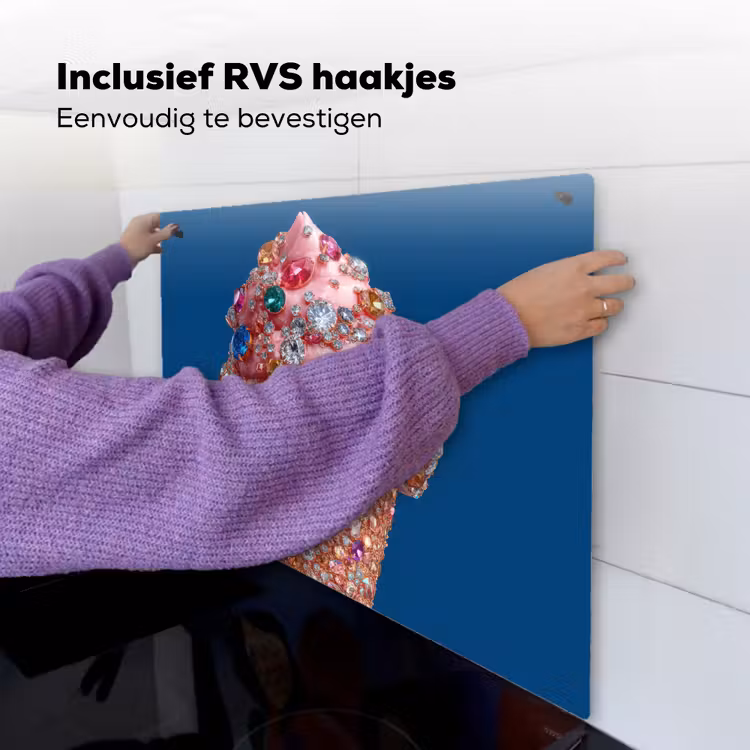 Ijsje - Hoorntje - Steentjes - Blauw Inductie beschemer met haakjes middel -ky-ophangen-nl
