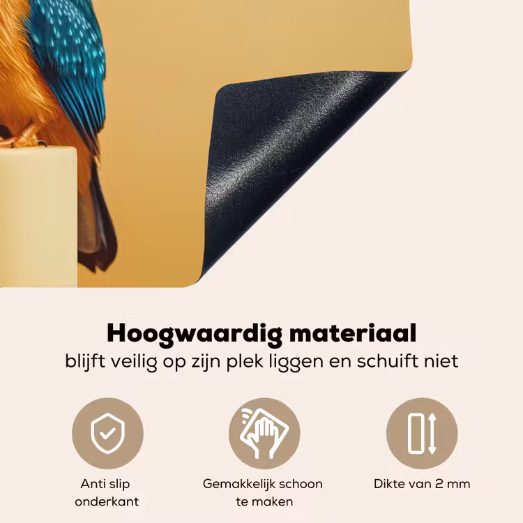 Ijsvogel - Pilaar - Koksmuts - Vogel Inductie beschemer met haakjes klein -ky-onderkant-nl