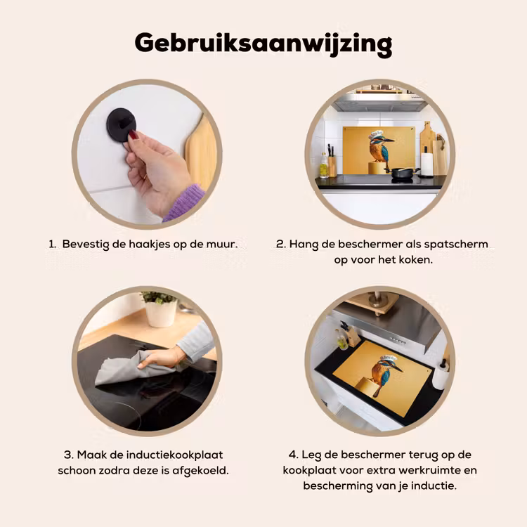 Ijsvogel - Pilaar - Koksmuts - Vogel Inductie beschemer met haakjes klein -ky-gebruik-nl