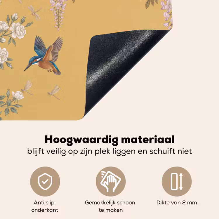 IJsvogels - Bloesem - Geel Inductie beschemer met haakjes klein -ky-onderkant-nl