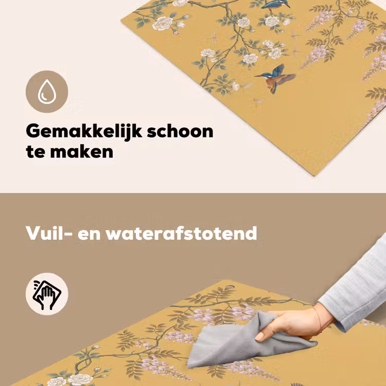 IJsvogels - Bloesem - Geel Inductie beschemer met haakjes klein -ky-schoon-nl