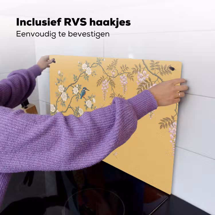 IJsvogels - Bloesem - Geel Inductie beschemer met haakjes klein -ky-ophangen-nl
