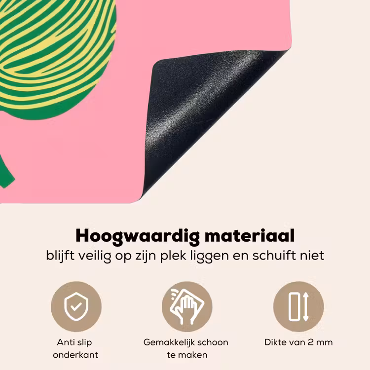 Illustratie - Blad - Minimalistisch - Groen Inductie beschemer met haakjes klein -ky-onderkant-nl