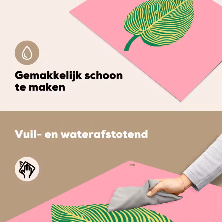 Illustratie - Blad - Minimalistisch - Groen Inductie beschemer met haakjes klein -ky-schoon-nl