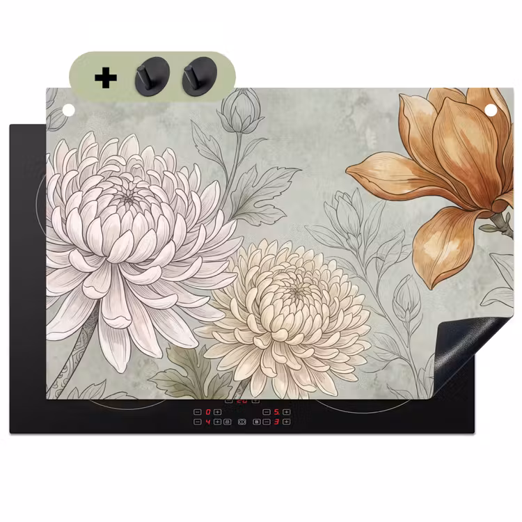 Illustratie - Bloemen - Groen Inductie beschemer met haakjes klein -3d