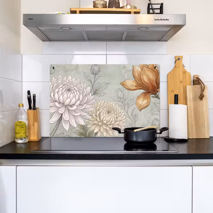 Illustratie - Bloemen - Groen Inductie beschemer met haakjes klein -sfeer2