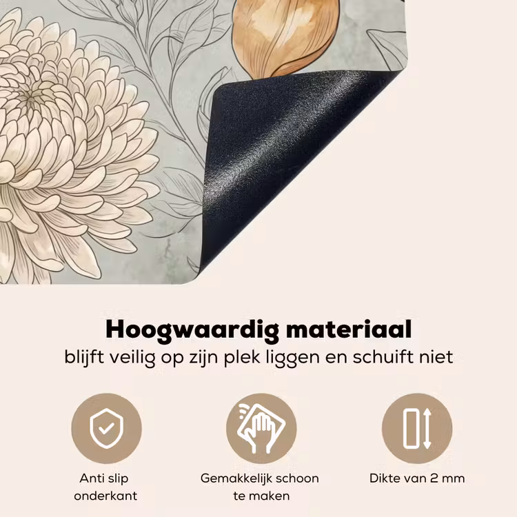 Illustratie - Bloemen - Groen Inductie beschemer met haakjes klein -ky-onderkant-nl
