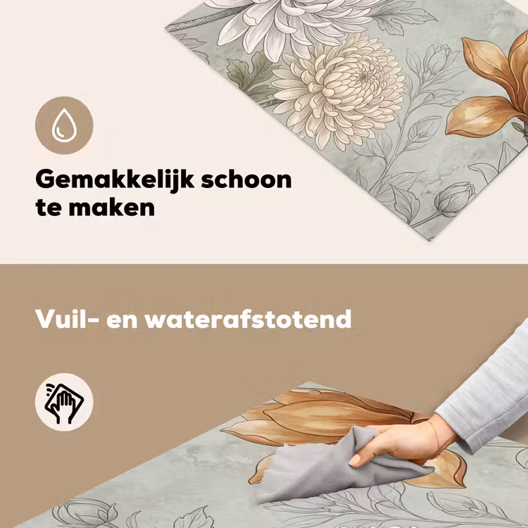 Illustratie - Bloemen - Groen Inductie beschemer met haakjes klein -ky-schoon-nl