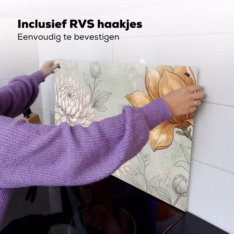 Illustratie - Bloemen - Groen Inductie beschemer met haakjes klein -ky-ophangen-nl