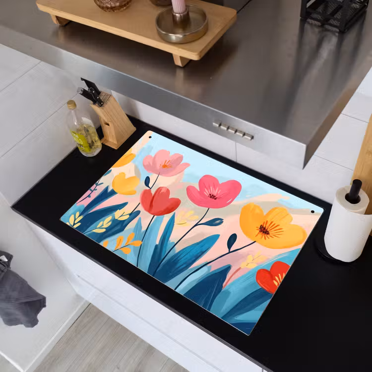 Illustratie - Bloemen - Kleurrijk Inductie beschemer met haakjes klein -sfeer1