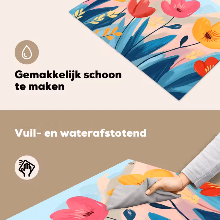 Illustratie - Bloemen - Kleurrijk Inductie beschemer met haakjes klein -ky-schoon-nl