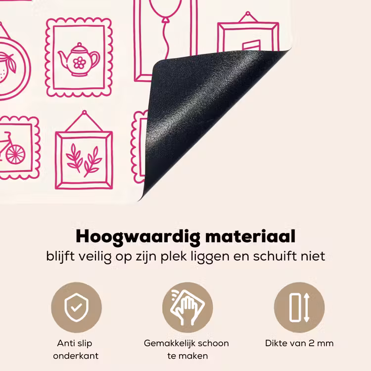 Illustratie - Collectie - Kunst - Minimalistisch - Roze Inductie beschemer met haakjes klein -ky-onderkant-nl