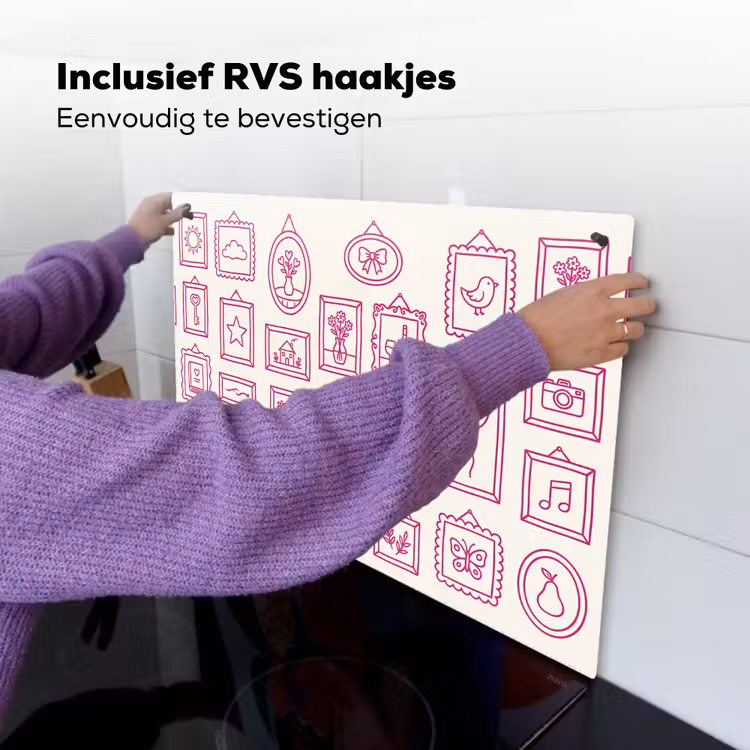 Illustratie - Collectie - Kunst - Minimalistisch - Roze Inductie beschemer met haakjes klein -ky-ophangen-nl