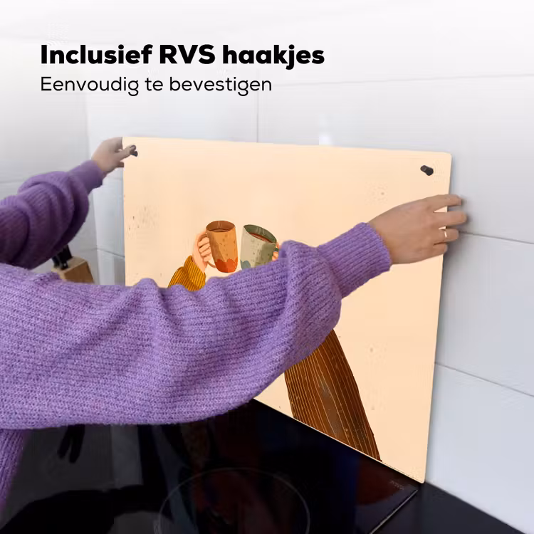 Illustratie - Mokken - Proosten - Bruin Inductie beschemer met haakjes klein -ky-ophangen-nl