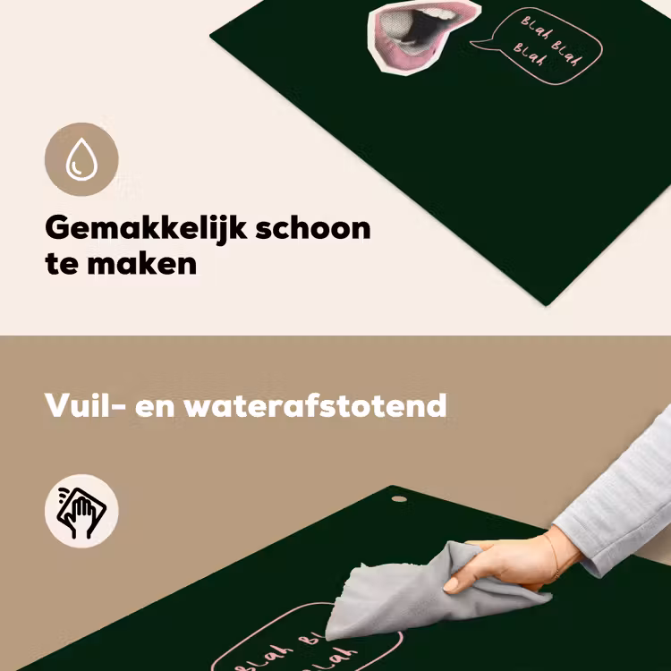 Illustratie - Mond - Donkergroen - Tekstwolkje Inductie beschemer met haakjes klein -ky-schoon-nl