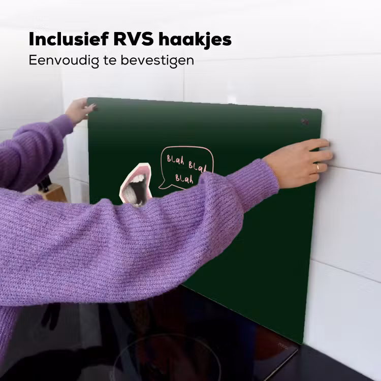 Illustratie - Mond - Donkergroen - Tekstwolkje Inductie beschemer met haakjes klein -ky-ophangen-nl