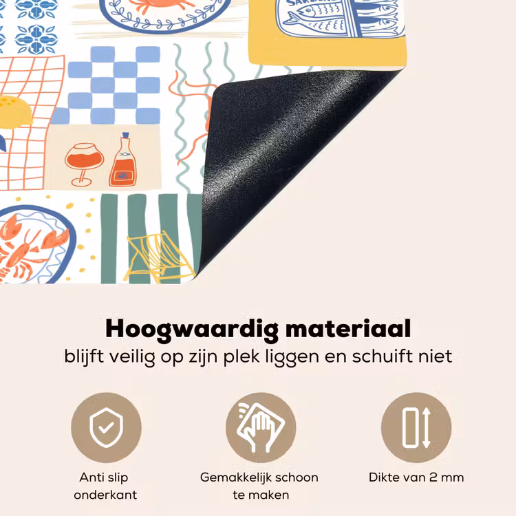 Zee - Sfeer - Mozaïek - Wijn Inductie beschemer met haakjes klein 777 -ky-onderkant-nl