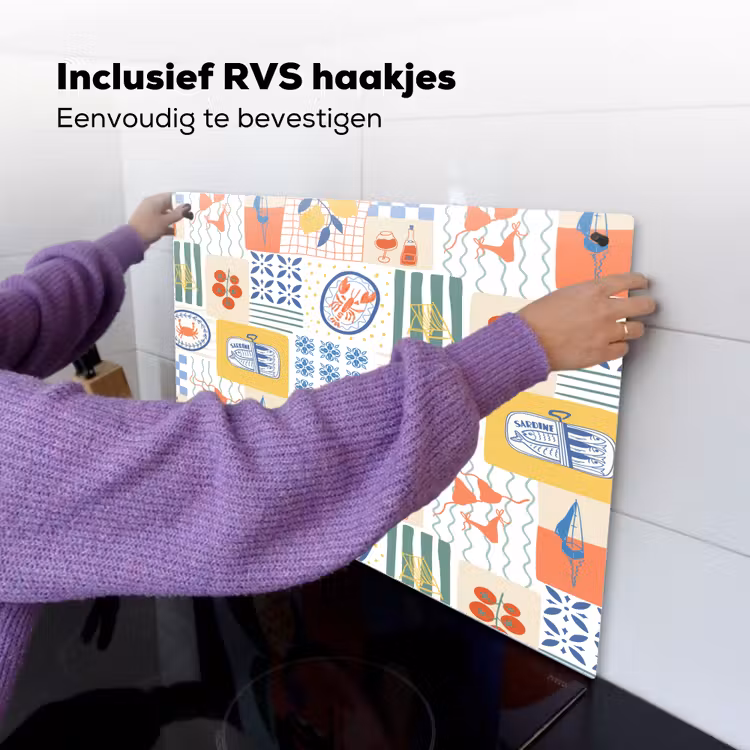 Zee - Sfeer - Mozaïek - Wijn Inductie beschemer met haakjes klein 777 -ky-ophangen-nl