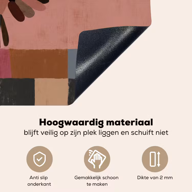 Illustratie - Vogel - Vlakken - Kleurrijk Inductie beschemer met haakjes klein -ky-onderkant-nl