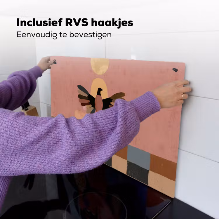 Illustratie - Vogel - Vlakken - Kleurrijk Inductie beschemer met haakjes klein -ky-ophangen-nl
